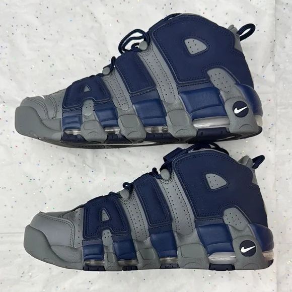 Nike Air More Uptempo '96 Gray and Navy Sneakers - Picture 5 of 7